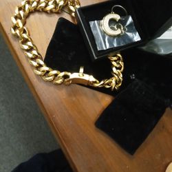 Cuban Link Chain Dog Collar Gold 11.7 Inches 