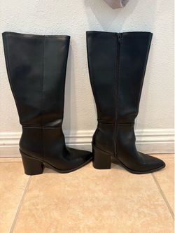 Black faux leather boots