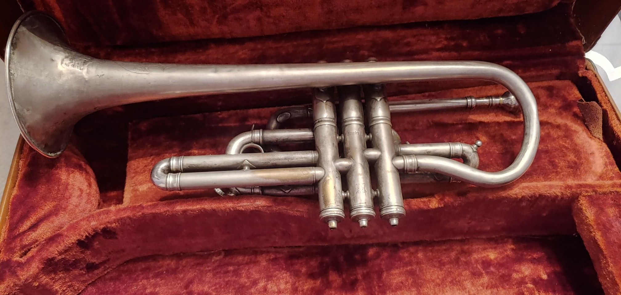 Very old classic 1910 York Trumpet with some engravings.