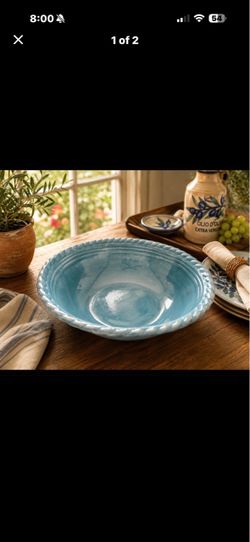 Large Blue Ceramic Serving Bowl
