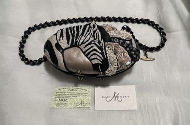 MARY FRANCES Zebra Jeweled Clutch Purse
