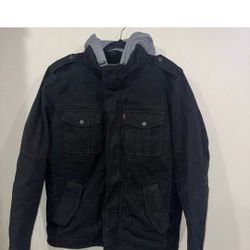 💯 LEVIS Military Jacket With Hoodie Attached Mens Size: 4XL