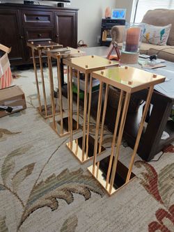 Gold Metal Pedestal Plant Stands