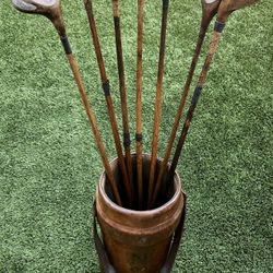 Antique Hickory Shaft Golf Club Set w/ Vintage Bag - Early 1900’s