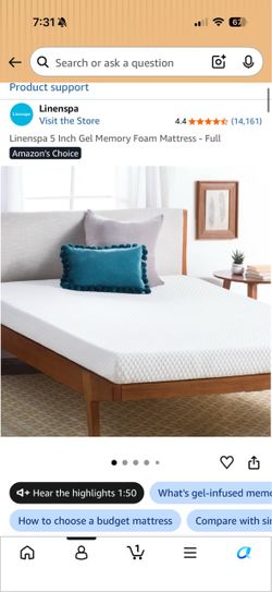 Linenspa Full Size 5” Gel Memory Foam Mattress – Clean – $50 OBO