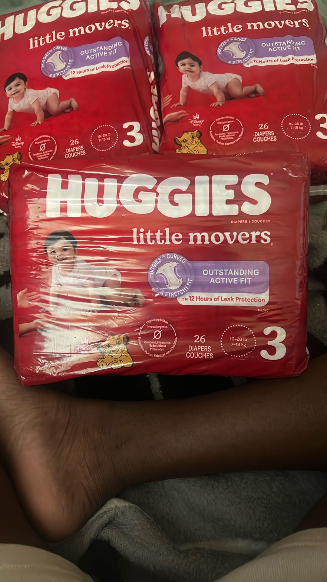 3 Packs Of Huggies Size 3 Diapers