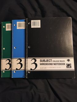 Carolina Pad 3 Subject College Ruled Notebooks (3)