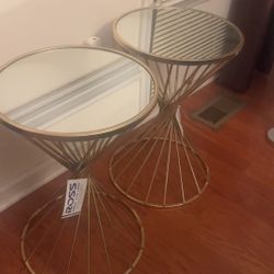 Round Mirror Top End Tables 