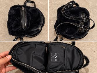 Under One Sky Black Faux Fur Mini Backpack