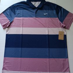 Size XXL Nike Men's DF Victory Bold Stripe Golf Polo Shirt Purple