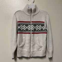Girls Toddler OLD NAVY 100% cotton cream with snowflakes full zip toddler sweater… Size-4T
