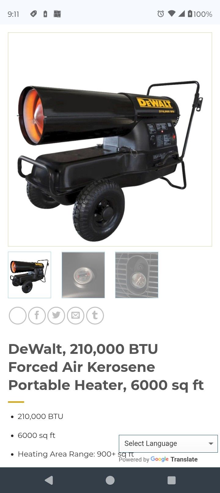 DeWalt 210k Multi Fuel Torpedo Heater
