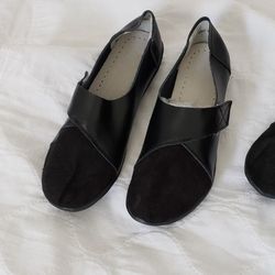 Brand new. 2 pairs of black and suede walking shoes size 10 to 10.5. $25 Each Pair.