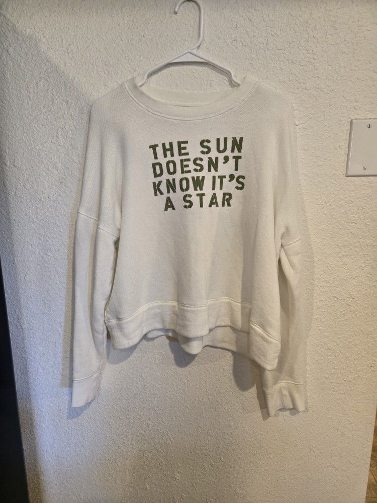White Mile(s) by Madewell crewneck sweatshirt with "The sun doesn't know it's a star" print