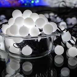 40ft Solar LED Ball Strip Lights Christmas Tree Lights Outdoor Christmas Lights 40 ft Solar Outdoor Lights 