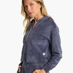New Vuori Azure Blue Haven Half Zip Soft Velvet Hoodie