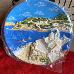 9 Inch Handmade Hand Painted In Greece Greek Plaster Skopoulous Wall Plate Imported From Greece