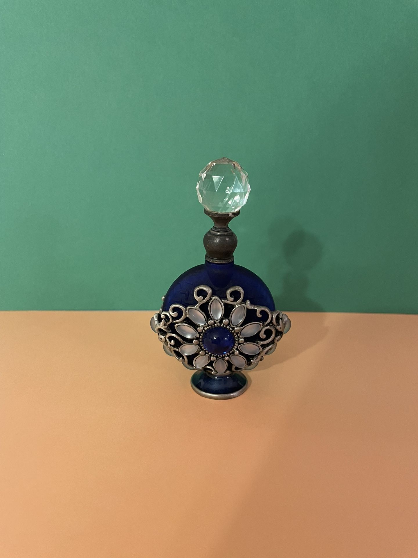 Vintage Miniature Blue Glass Perfume Bottle