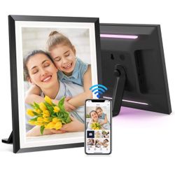 10.1" WiFi Digital Picture Frame with LED Light, 1280 * 800 HD Touch Screen Smart Photo Frame, 32GB Memory, Support USB/SD Card, Auto-Rotate, Share Ph