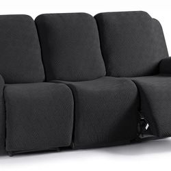 Recliner Covers, Stretch Reclining Chair Covers, (3 Seater, Black)