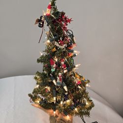 18" Tree with Lights and LOTS of Miniature Ornaments
