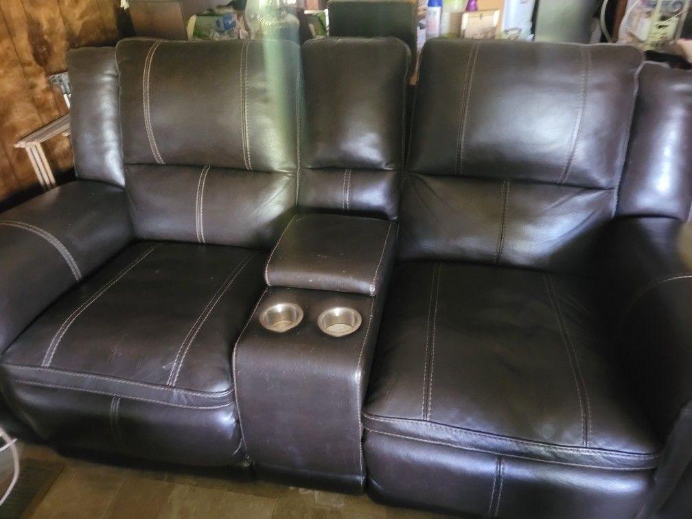 Furniture,  2 Recliner Chairs With Adapter And A Love Seat.