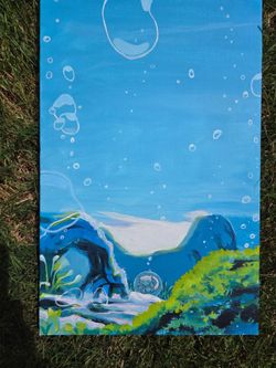 Mew Underwater, original acrylic painting