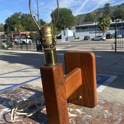 Sculptural Vintage Teak Wall Lamp  Mid Century