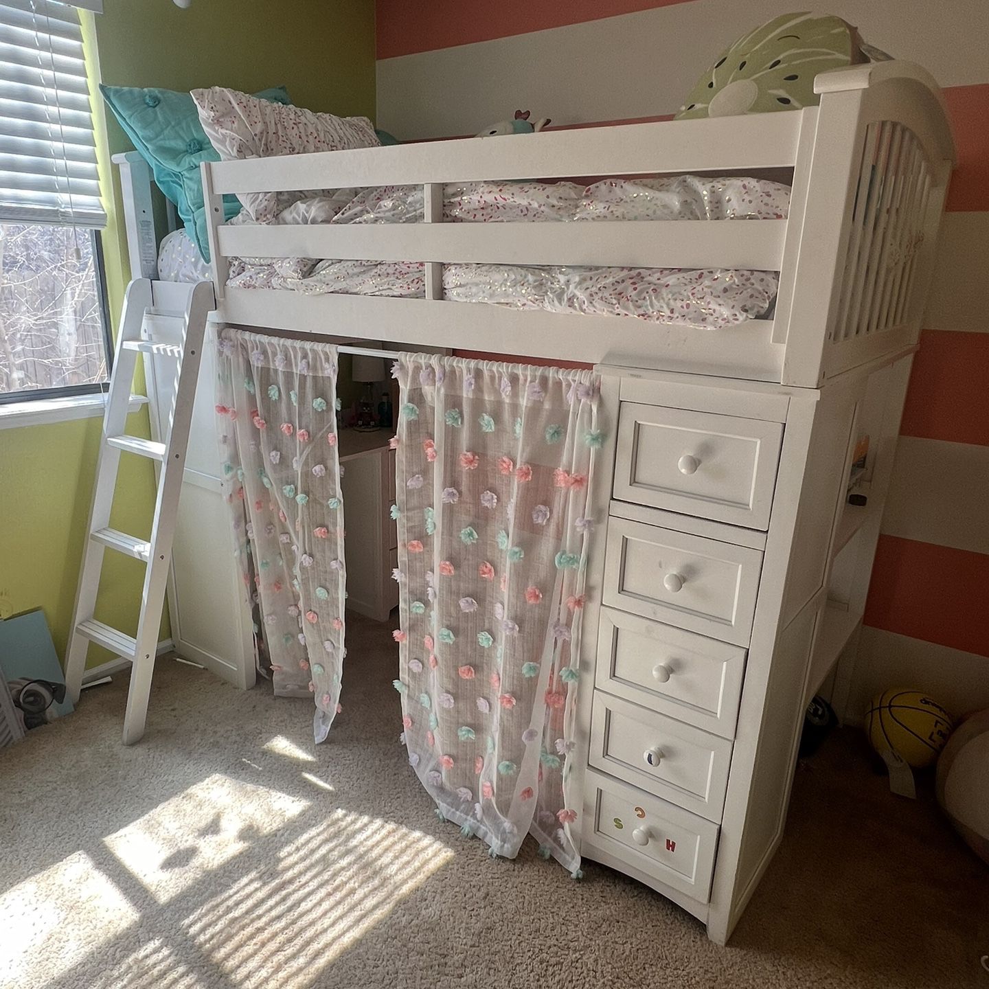 White Twin Loft Bed (mattress Not Included)