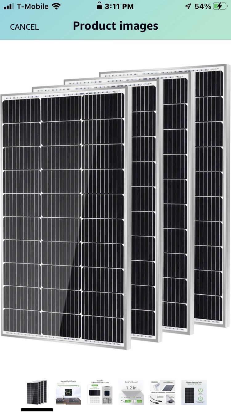 4X Traver Force Solar Panel 100 Watt 12V Solar
