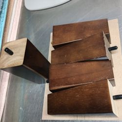 6 Inch Wooden Furniture Leg Risers Solid Wood (Walnut) With Rubber Floor Protectors