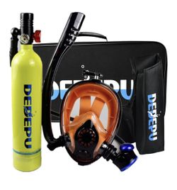 DEDEPU Scuba Diving Tank Mini Portable Lung Tank Kit with Dot Marked Oxygen Cylinder Set with Combo Valve Portable Diving Gear for Underwater Diving E