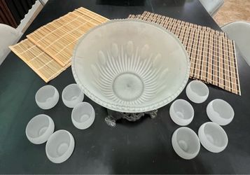 Vintage silver punch bowl set & placemats