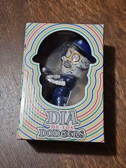 LA Dodgers, 2022 Dia de los Muertos Sugar Skull Bobblehead, New In Box (Blue)
