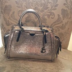 COACH Leather Metallic Satchel