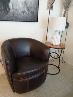New 360° Swivel Chair, New $600, Faux Leather Chair,  Swivel Club Chair, Pebble Brown,  modern, contoured back, Comfortable & versatile new $250