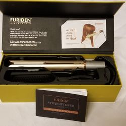Furiden Hair Straightener and Curler 2 in 1 Titanium Flat Iron With Brush