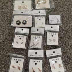 Lot 11 Silver 925 Post Earrings 