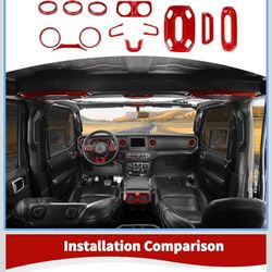 Interior Accessories Red Trim Cover Kit for Jeep Wrangler JL JLU 2018-2023