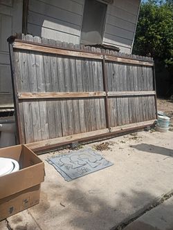 Large Wooden Double Gate with Metal Frame