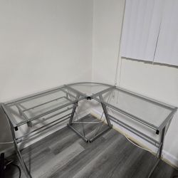 Glass L Shaped Computer Desk