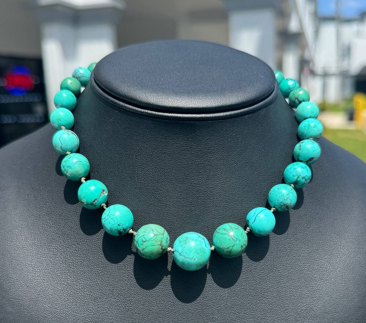 Jewelry Navajo Antique 14k solid yellow gold raw turquoise necklace chain 14.5" 10.0mm width 57.60g