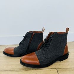 Polar Fox Brooke Grey Wool Leather Lace-up Chukka Boots Zipper Closure NWOT Men’s 10M 