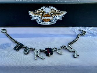 Harley Davidson Silver Tone Charm Bracelet 