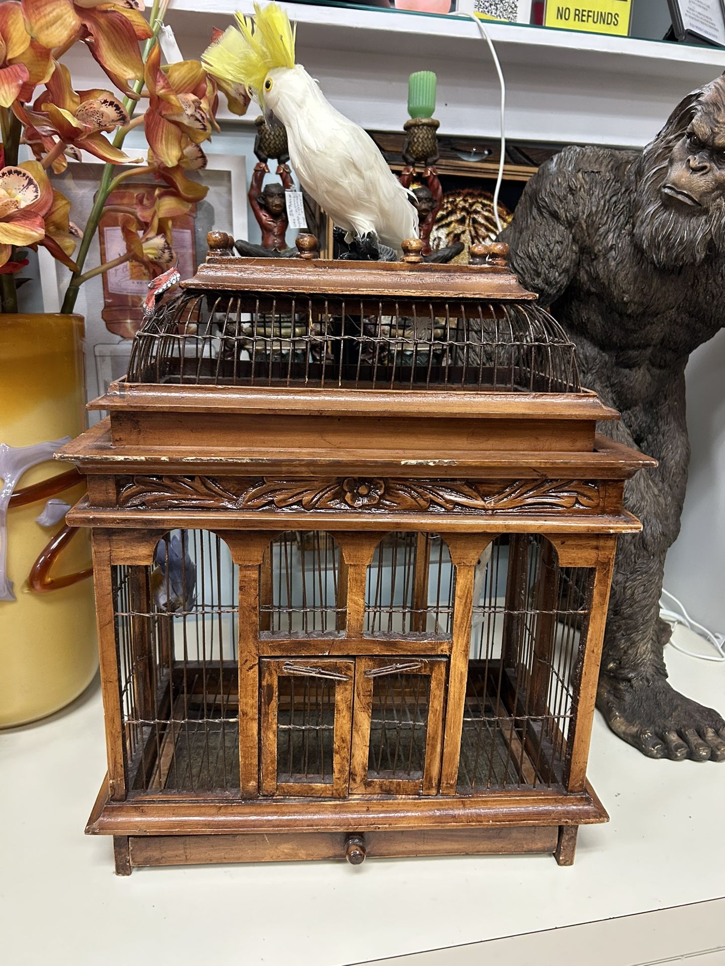 Antique Victorian Wood Bird Cage