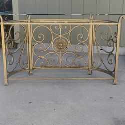   TABLE GLASS METAL  ANTIQUE 