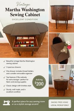 Vintage Martha Washington Sewing Cabinet