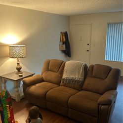 Jeromes Reclining Couch, Side Table And Lamp
