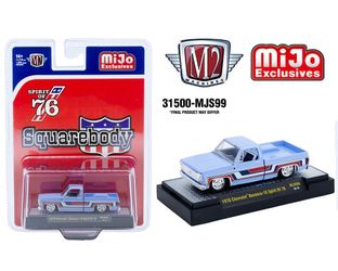 M2 Machines 1:64 1976 Chevrolet Silverado Bonanza-10 SPIRIT OF 76 Squarebody USA Special Edition – Blue – Exclusives Diecast Toy