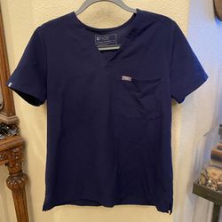 FIGS Women Navy V-Neck Technical Collection Scrub Top Size Medium